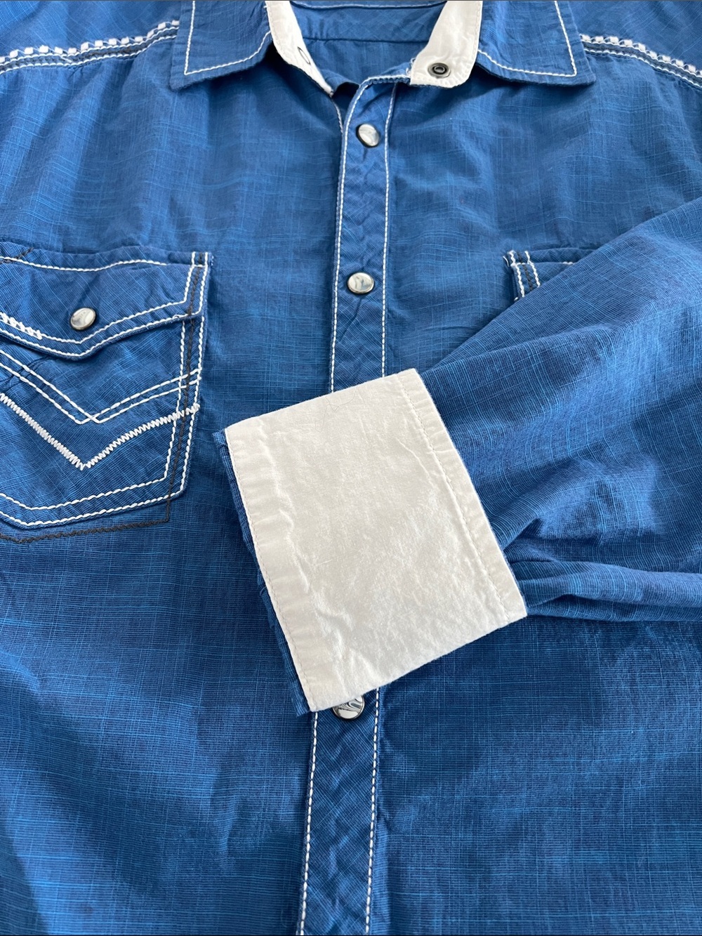 Buckle Black Athletic Fit Blue Western-Style Men's Button-Down Shirt - Size XL - Picture 13 of 14
